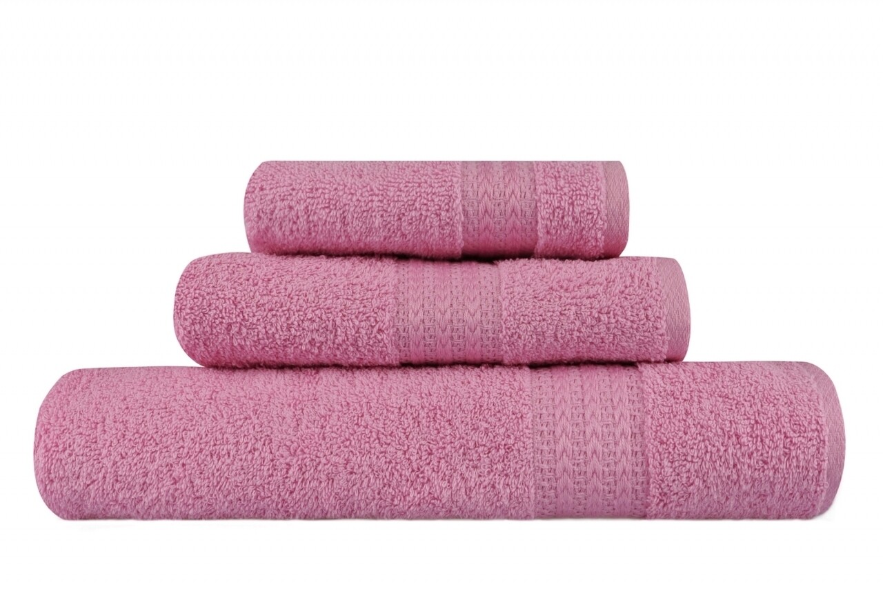 Set 3 prosoape de baie, 100% bumbac, Hobby, roz - imagine 5